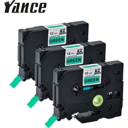3Pack TZe-731 TZE 731 tze tape 12mm Compatible Brother P-touch label maker machine printer Black on green for brother label tape