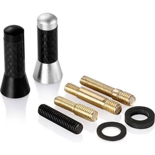 Car Roof Antenna Enhanced Signal 1.47*3.5cm Carbon Fiber Screw Metal Short Stubby Mast Car Radio Aerial Antenna Accessories