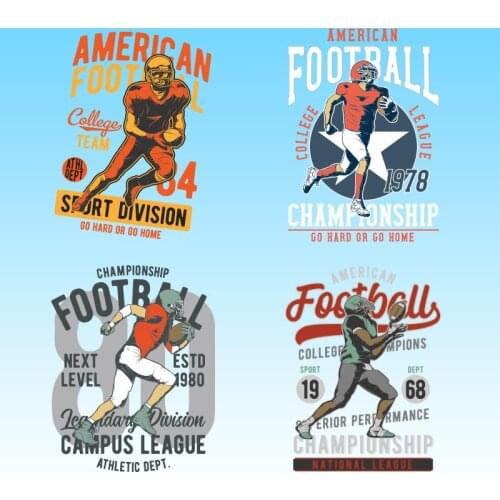 Popular European And American Football Alphanumeric Patterns On Transfer For Clothing Cap Bright Badge Accessory Patch Washable