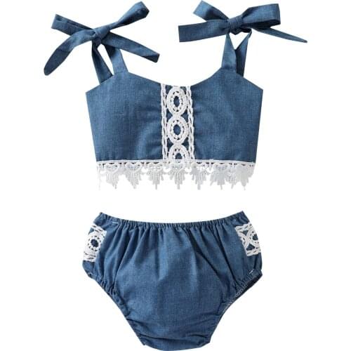 0-3Y Cute Newborn Baby Girl Sleeveless Strap Tank Tops Lace Bloomers Shorts 2PCS Outfits Summer Clothes Set