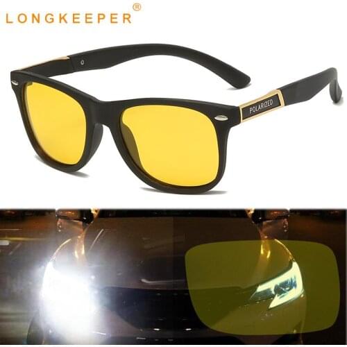 Rivet Polarized Night Vision Sunglasses Men Women Trendy TR90 Frame Driving Sun Glasses Yellow Lens Shades oculos masculino