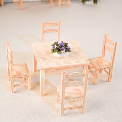 Doub K 1:12 dollhouse furniture toy miniature wooden chair table sets girls children kid kawaii pretend play toys gifts dolls
