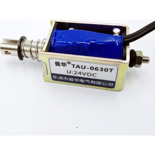 DC 12V 24V push&pull Type Frame electromagnet TAU0630T travel distance 10mm Keepping Force1kg Solenoid with Adjustable nut