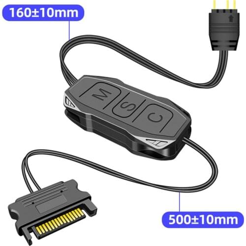 COOLMOON AR-1 RGB Controller Cable Computer PC 5V 3 Pin To SATA AURA ARGB Mini Control HUB Adapter For Cooling Fan Light Strip