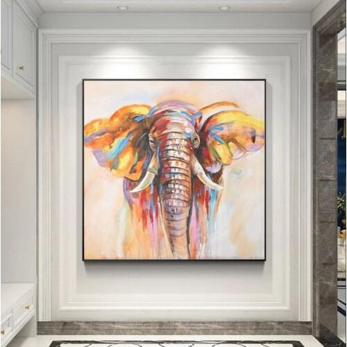 Elephant Painting hand painted Modern Elephant Oil Painting on Canvas Posters Cuadros Wall Art Pictures For Living Room No Frame