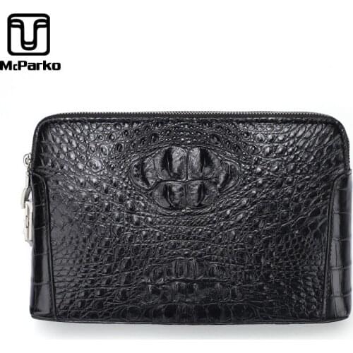 McParko Men Bag Genuine Leather Crocidle Card Holder Wallet Clutch Bag Men Luxury Crocodile Bags Clutch Wallet Hand strap Purse