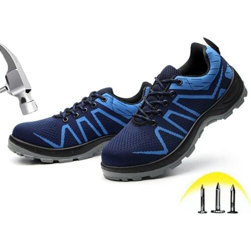 Mens Work Shoes Steel Toe Safety Shoes Men Tooling Boots Outdoor Sneakers Anti-slip Puncture Proof Breathable Protective Shoes