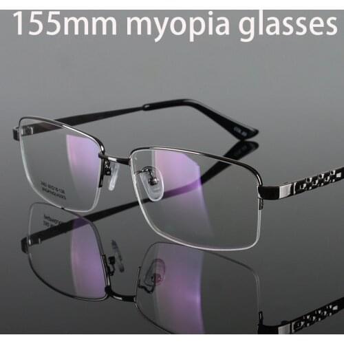 Oversized Myopia-glasses Men Big Wide Face Eyeglasses Frame Man with Optic Minus -100 to -500 Semi Rimless Eyewear Metal