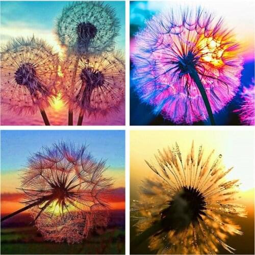 HUACAN 5D DIY Diamond Painting Kit Landscape Sunset Diamond Embroidery Flower Dandelion Rhinestones Full Mosaic Home Decor