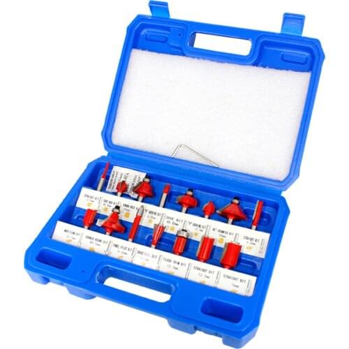 Router Bit Set of 15pcs 1/4 Inch Shank Carbide Tipped Woodworking Tool Set with Plastic Case