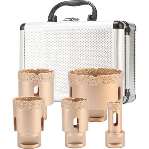 5/6PCS M14 Drill Bit Set For Granite Marble Ceramic Tile Glass Brazed Angle Diamond Thread Multifunctional Dry Vacuum Hole Saw