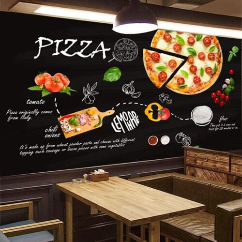 Custom Wall Mural Pizza Shop Hand Painted Abstract Pizza 3D Photo Wallpaper Cafe Dessert Shop Western Restaurant Wall Painting