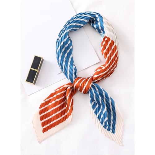 Striped Plaid Color Matching Scarf Female Spring and Summer Wild Decorative Fold Diamond Small Square Sweet