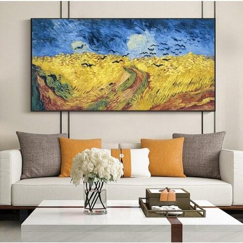Wheat Fields By Van Gogh Oil Paintings Print on Canvas Art Posters And Prints Impressionist Wall Art Pictures Home Decoration