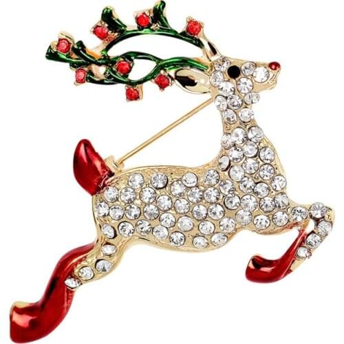 Christmas Brooches Full Rhinestones For Women Nice Red Shoe Boot Tree Animal Brooches Pins Gifts