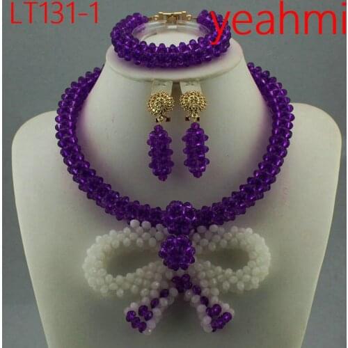 Bridal Gift Nigerian Wedding African Beads Jewelry Set Fashion Dubai Gold Crystal Jewelry Set Costume Design LT131-2