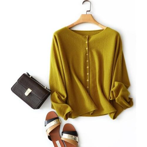 Knit Cardigan Normcore 100% Cashmere Single Breasted Sweters for Women Korean Fashion Vintage Sweater Cardigan Women