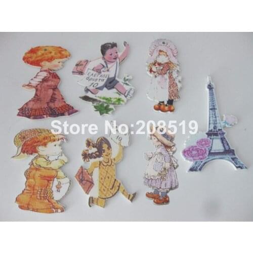 WBNAWE 2" Doll Girl Susan wood Buttons 30pcs Handmade craft decoration Children Home party DIY accessories