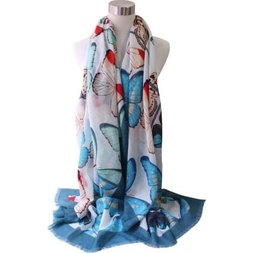 Women Super Long Scarf The new 300 Cashmere Butterfly Printed Long Scarf Shawl Thin Cashmere Pashimina Wraps Butterfly printed