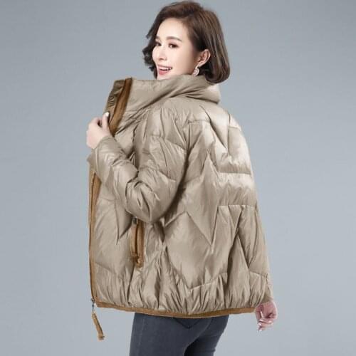 Women Warm Down Jacket 2021 Autumn Winter Female New Fashion Stand Collar Short Light Jacket Coats Ladies Soft Outerwear Q231