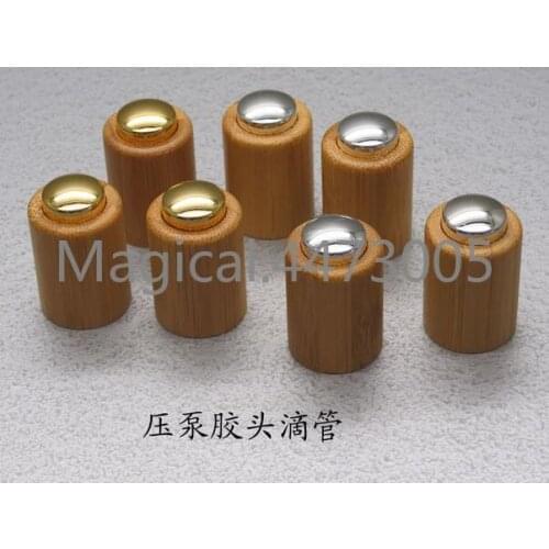 20pcs/lot Bamboo Gold Silver Press Pump Cap Dropper18/410(The Product Does Not Include Glass Pipette and Bottle!!!)