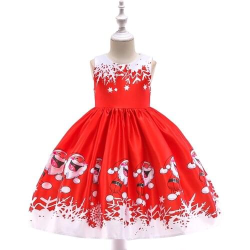 2018 Cartoon Princess Dress Girls New Year Party Festival Santa Costume Kids Christmas Party Dresses Children Red Black Clothes