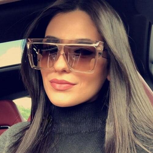 2021 New Square Sunglasses Women Men Big Frame Fashion Retro Mirror Flat Top Sun Glasses Brand Vintage Lunette De Soleil Uv400