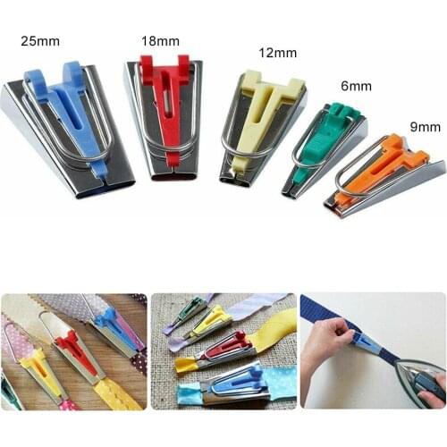 5Pcs Sewing Accessories Fabric Bias Binding Tape Maker Kit 5 Size 6/9/12/18/25MM Binder Foot for Sewing Quilting DIY Tool