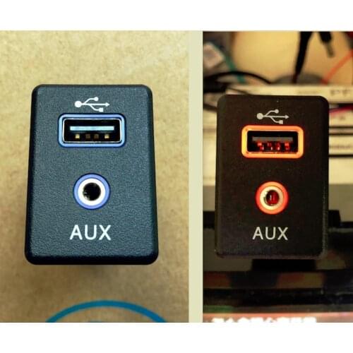 6 PIN AUX Mini USB Cable Connector Socket with LED Light Interface for Nissan Teana X-trail Rogue Qashqai Radio Navigation CD