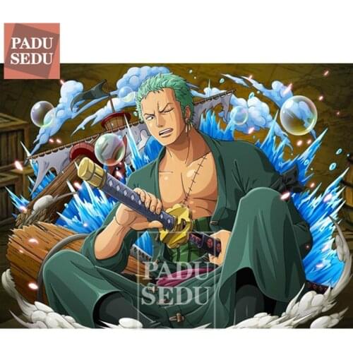 DIY 5D Diamond Painting Cross Stitch One Piece Zoro Swords Anime Poster Full Square 3d Diamond Mosaic Embroidery Decor Room Teen