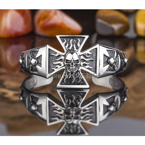 111g Punk Cross Design Heavy Big Flame Stainless Steel Bracelet Jewelry Mens Skull Biker Cuff Bangle