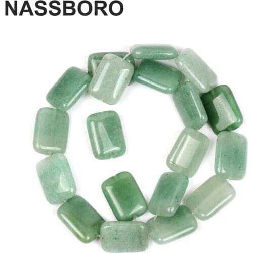 Rectangle Natural Green Aventurine Stone Beads Loose Spacer Beads For Fashion Necklace Bracelet Jewelry Making DIY 13X18mm