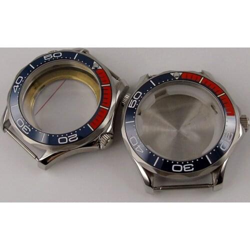 41mm Watch Case fit NH35A NH36A MIYOTA 8215 MINGZHU 3804 Seeing Back Ceramic Insert Sapphire Crystal Screwdown Crown