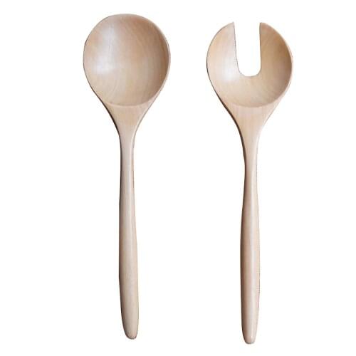 Wooden Utensils Salad Server Spoon Fork 2 Piece Set for Holiday Gift/Outdoor Camping Tableware Cooking Tools Easy To Clean