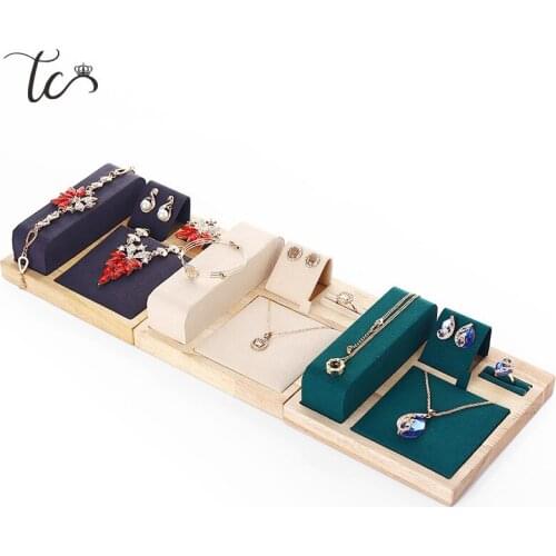 Wooden Display Tray Jewelry Prop for Earrings Necklaces Bracelets Jewellery Counters Showcase Organizador De Joyas