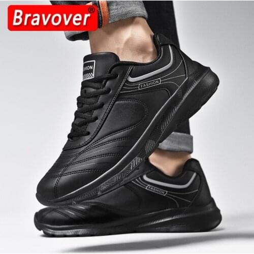 Breathable Running Shoes for Men Outdoor Walking Sports Shoes Leather Men Sneakers Casual Anti-Skid Flats Athletic Shoes