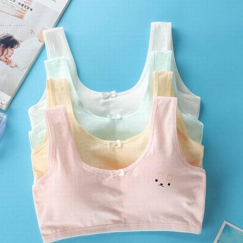 Girl cotton underwear development period student bra without steel ring removable sponge cup comfortable small vest