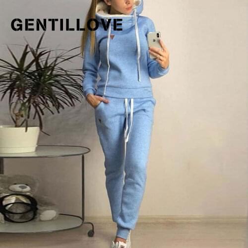 Jocoo Jolee Spring Casual Warm Fleece Hoodies Suit Women 2 Pcs Set Tops and Trousers Leisure Tracksuit Sports Pants Outfits
