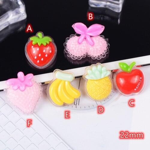 Cabochons Frosting Fruits 20pcs Fake Foods Banana Cherry Apple Resin Cabochon Flat Back for Jewelry Making DIY Accessories