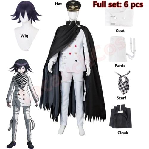 AnimeDanganronpa V3: Killing Harmony Kokichi Oma President Cosplay Costume White Long Sleeve Trousers Halloween Carnival Hat Wig