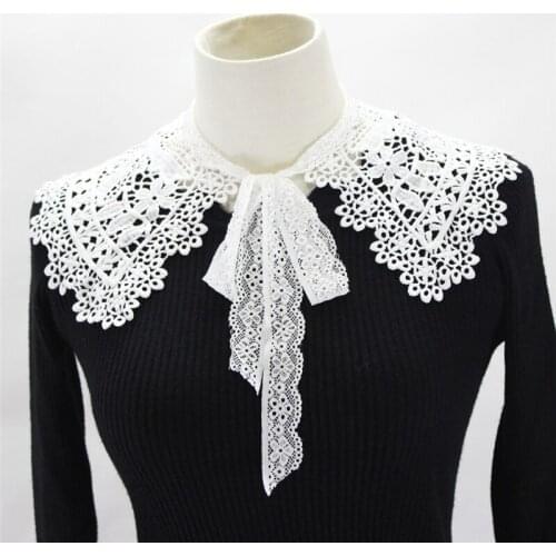 Lace Front Tie Fake Collar Women Detachable Collars Lapel Shirt False Collar Stays Cuellos Falsos De Mujer Clothes Accessories