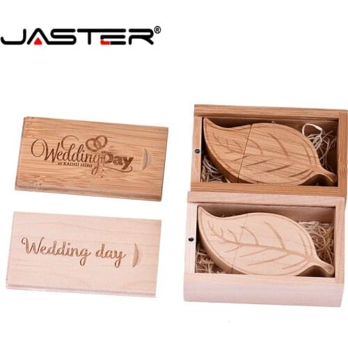 JASTER hot selling Wooden Leaves creative USB + BOX USB 2.0 4GB 8GB 16GB 32GB 64GB USB flash drive (free custom logo)