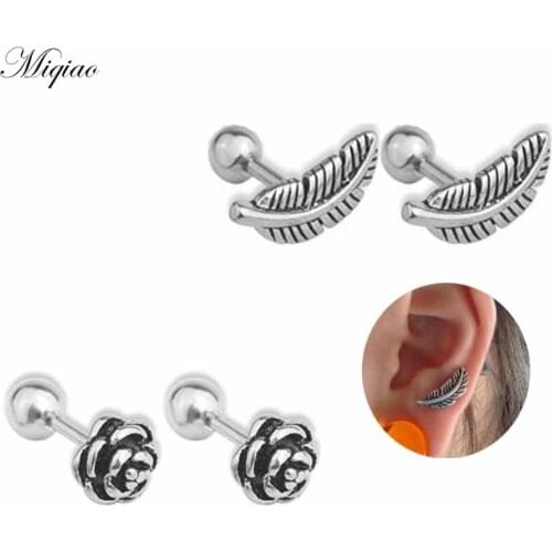 Miqiao 2pcs Hot Selling Creative Flower Ear Bone Nails Exquisite Body Piercing Jewelry