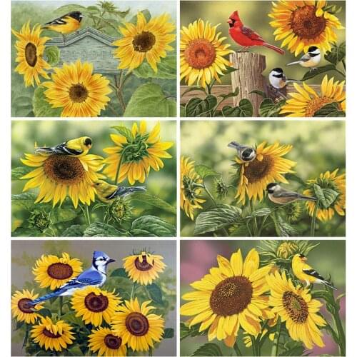 MomoArt 5D DIY Diamond Painting Bird Craft Kit Diamond Embroidery Animal Cross Stitch Sunflower Wall Art Decorations