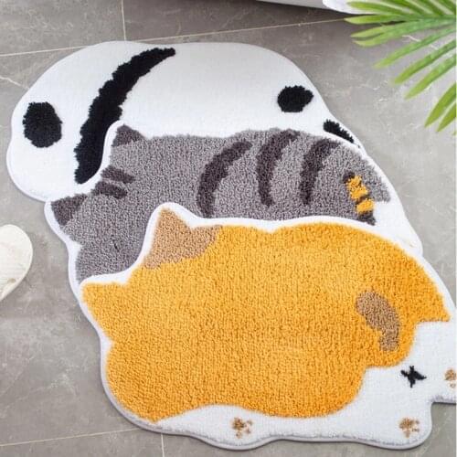 Cartoon Carpet Flocking Bathroom Mat Floor Cute Panda Pattern Non-slip Absorbent Bathroom Kitchen Door Mat Home Decoration