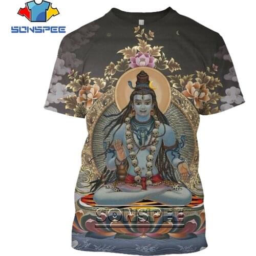 SONSPEE Hindu God Lord Shiva Men T Shirt 3D Print Anime Hip Hop Tees Fashion Lord Shiva T-Shirts Harajuku Short Sleeve Tops