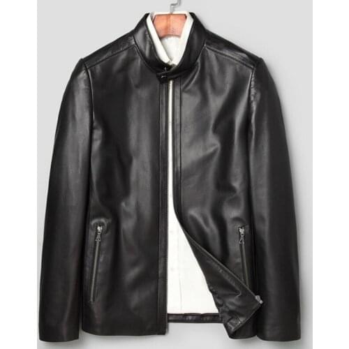 2021 New Real Leather Motorcycle Jacket Men 100% Sheepskin Slim Genuine Leather Coat Male Business Casual Large Size 5XL Outwear