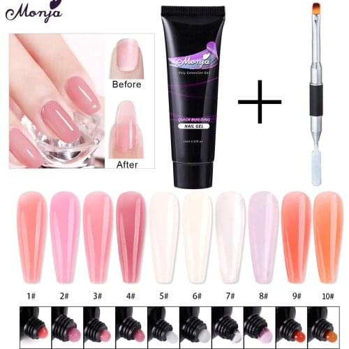 Monja 2 Pcs/Set 10 Styles Nail Art Set Acrylic Gel Dual End Painting Brush UV Gel Nail Extension Builder DIY Manicure Tool Kit