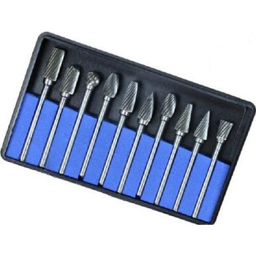 10pc Tungsten Carbide Burrs Set Milling Cutter CNC Engraving Bits for Dremel rotary tools Free Shipping