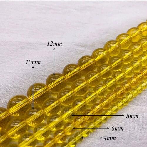 Natural Stone Yellow Crystal Quartz Round Loose Charm BeadsFitMulti-purpose Jewelry Making 4 6 8 10 12 MMPick Size J268